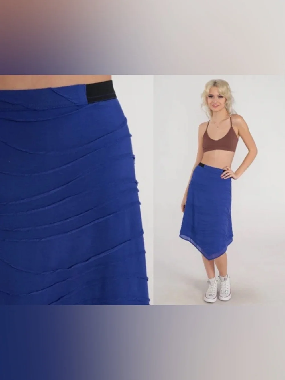 NWT Simply Vera Vera Wang Royal Blue Asymmetrical Handkerchief Skirt